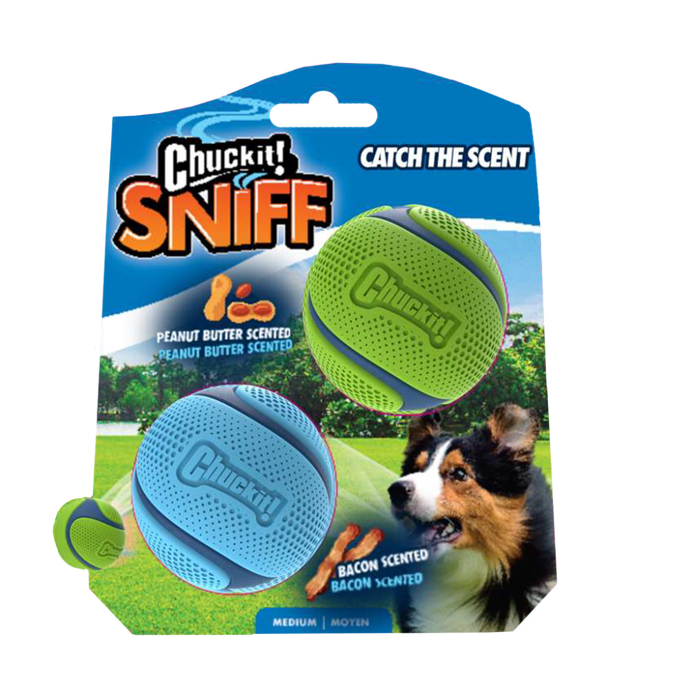 Chuckit! Sniff apporteerbal Duo Pack maat M: 2 x ca. Ø 6,5 cm hond