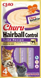 inabadenko Inaba Churu Hairball Thunfischsnack für Katzen – 4x14 g