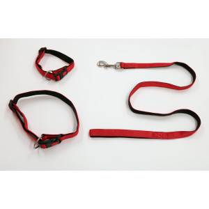 Brekz Nylon halsband of looplijn gevoerd rood Band 25 mm
