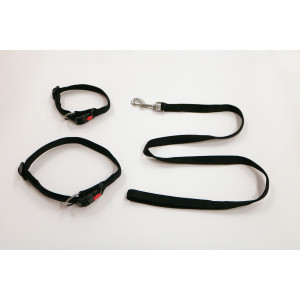 Brekz Nylon halsband of looplijn gevoerd zwart Band 25 mm