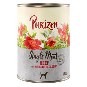 Purizon 6 x 200 g / 300 g / 400 g  Adult nu voor een probeerprijs! - Single Meat: Rund met hibiscusbloesems (6 x 400 g)