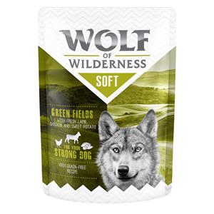 Wolf of Wilderness Voordeelpakket  Adult 24 x 300 g – Pouch - Green Fields - Kip met Lam