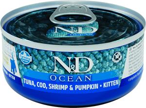 N&D Ocean natvoeding voor kittens Tonijn met Kabeljauw 70 gr. - per 24 stuks
