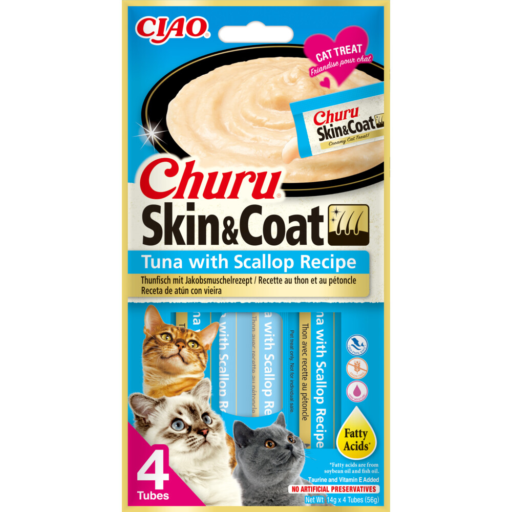 Inaba Churu kat Skin&Coat Puree Tonijn met Sint-jakobsschelp