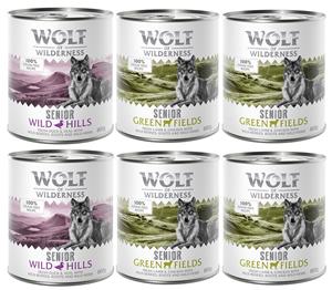 Wolf of Wilderness 10% korting!  Mixpakket - 6 x 800 g SENIOR Lam & kip, eend & kalfsvlees