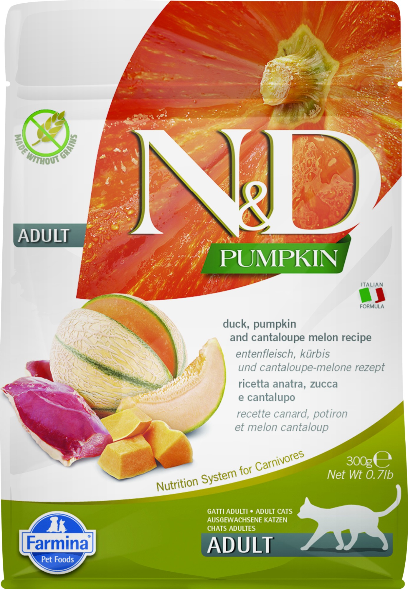 N&d Pumpkin Cat Duck and Cantaloupe Melon Adult – Trockenfutter für Katzen – 300 g - Farmina