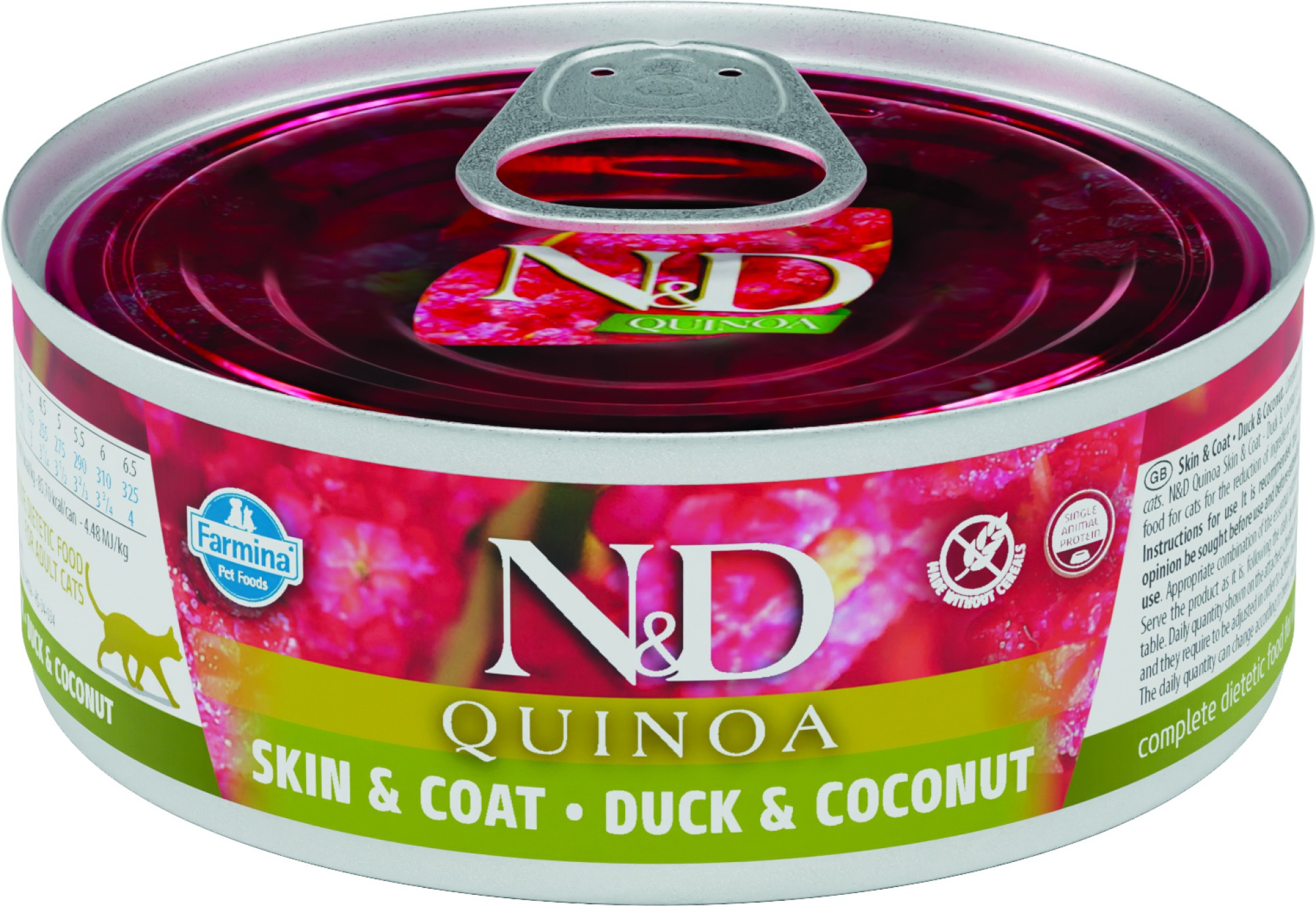 N&D Quinoa natvoeding voor de kat Skin&Coat Eend 80 gr. - per 24 stuks