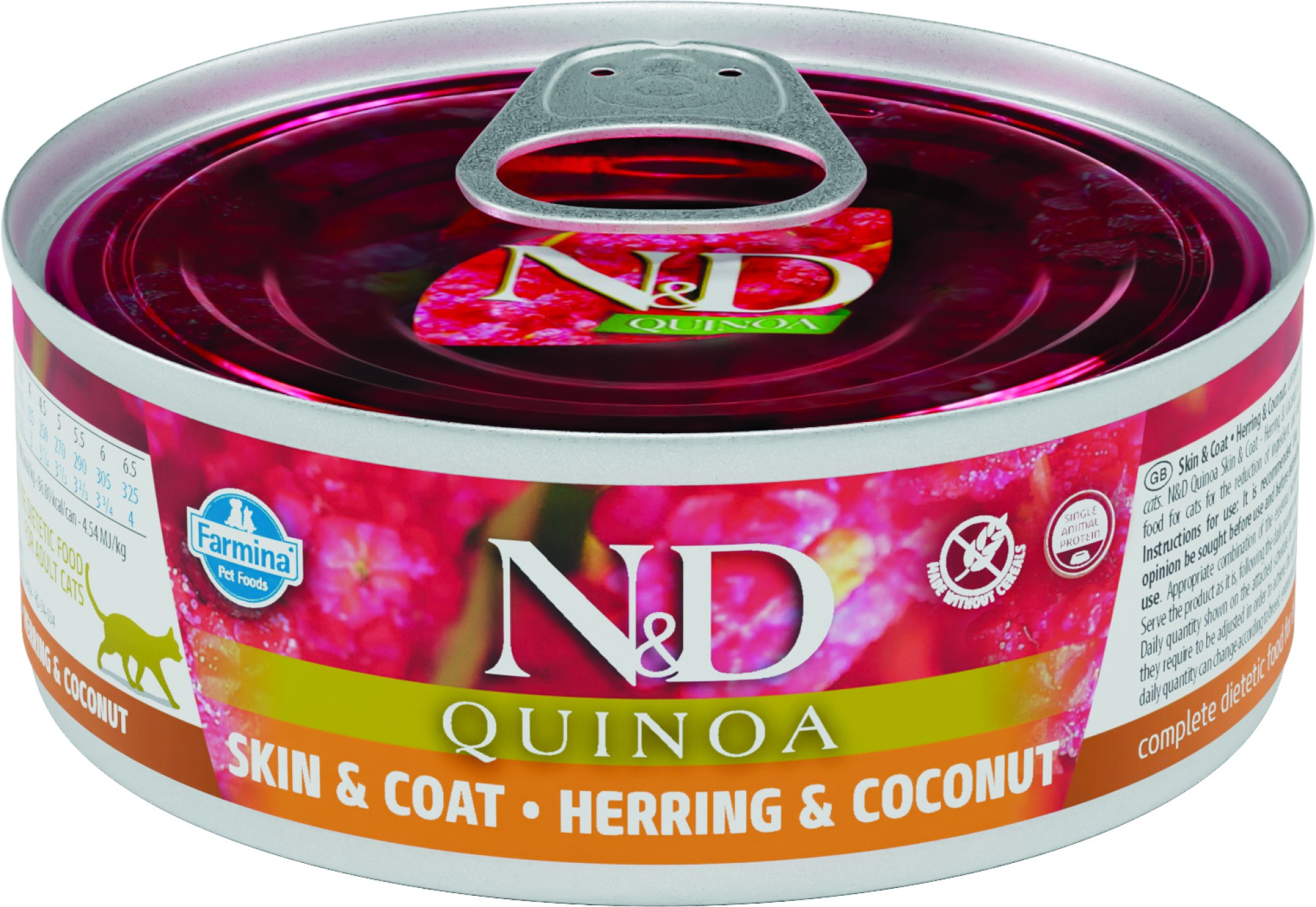 N&D Quinoa natvoeding voor de kat Skin&Coat Haring 80 gr. - per 24 stuks