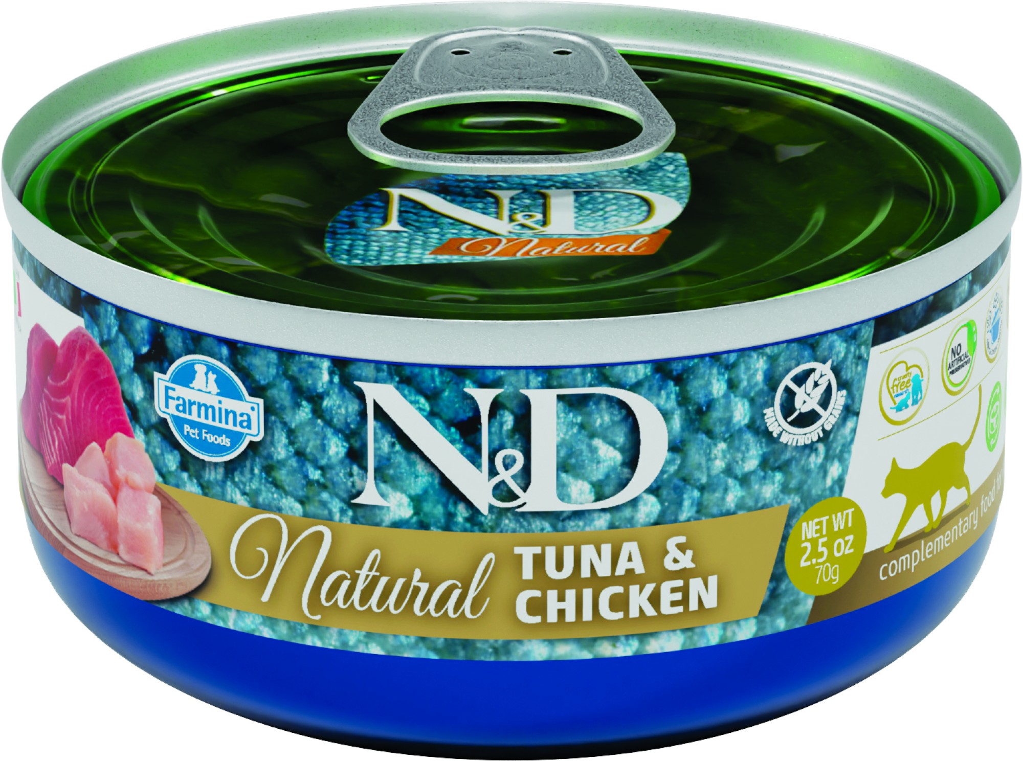 N&D Natural natvoeding voor de kat Tonijn met Kip 80 gr. - per 24 stuks