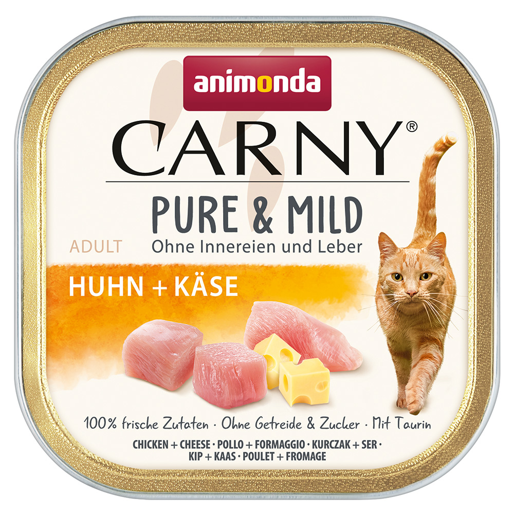 Animonda Carny Voordeelpakket: 64 x 100 g  Adult Puur & Mild kip + kaas nat kattenvoer