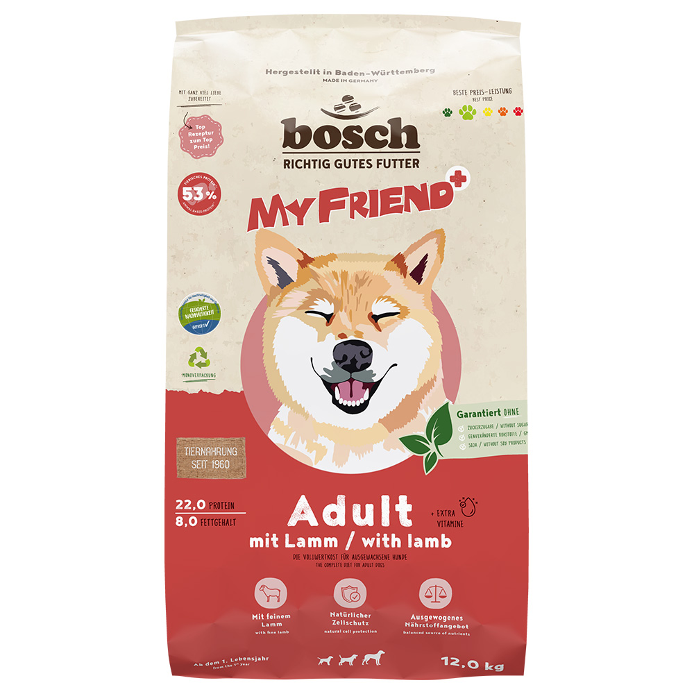 Dubbelpak: 2x12kg My Friend+ Dog Adult met Lam hondenvoer droog