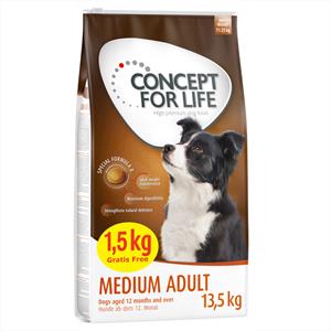 Concept for Life 12 kg + 1,5 kg gratis! 13,5 kg  Hondenvoer - Medium Adult (12 + 1,5 kg)