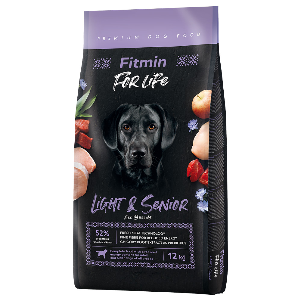 Fitmin 12kg,  Dog for Life Light & Senior, droog hondenvoer