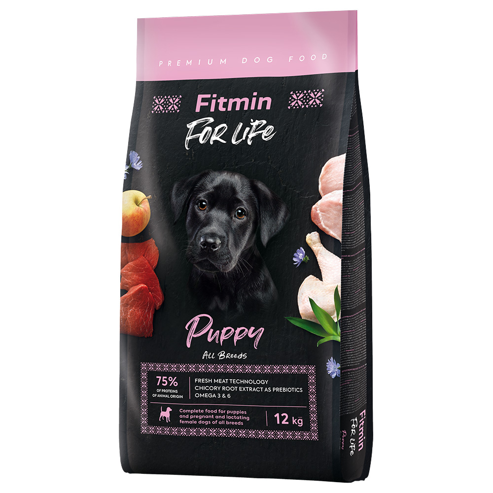 Fitmin 12kg,  Dog For Life Puppy Alle rassen, droog hondenvoer