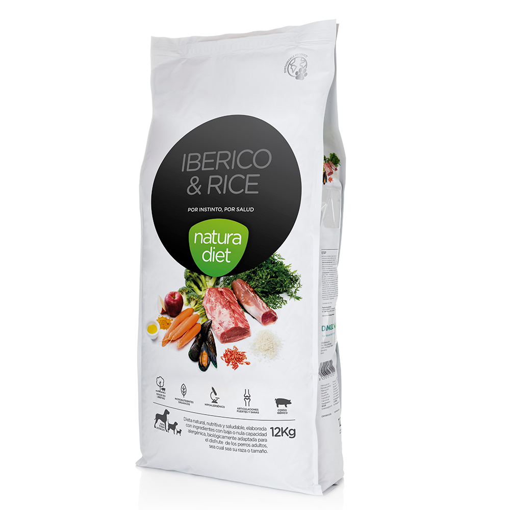 Natura Diet 12kg  Adult Iberico and Rice Hondenvoer Droog