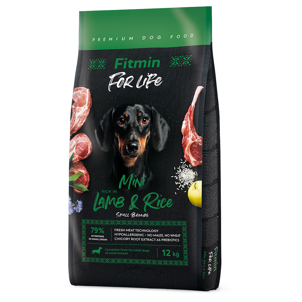 Fitmin 12kg  Dog For Life Mini, lam en rijst droog hondenvoer