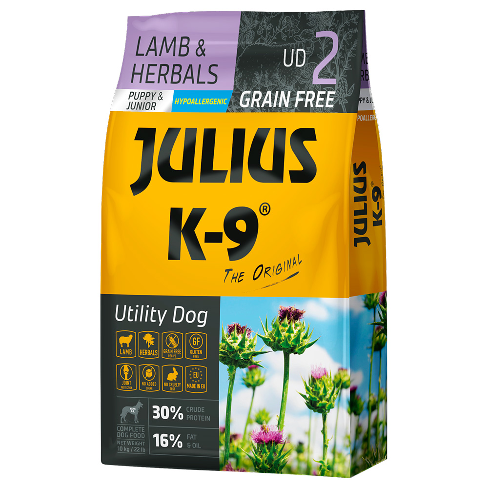JULIUS K-9 2 x 10 kg  Puppy & Junior lam & kruiden voer voor honden