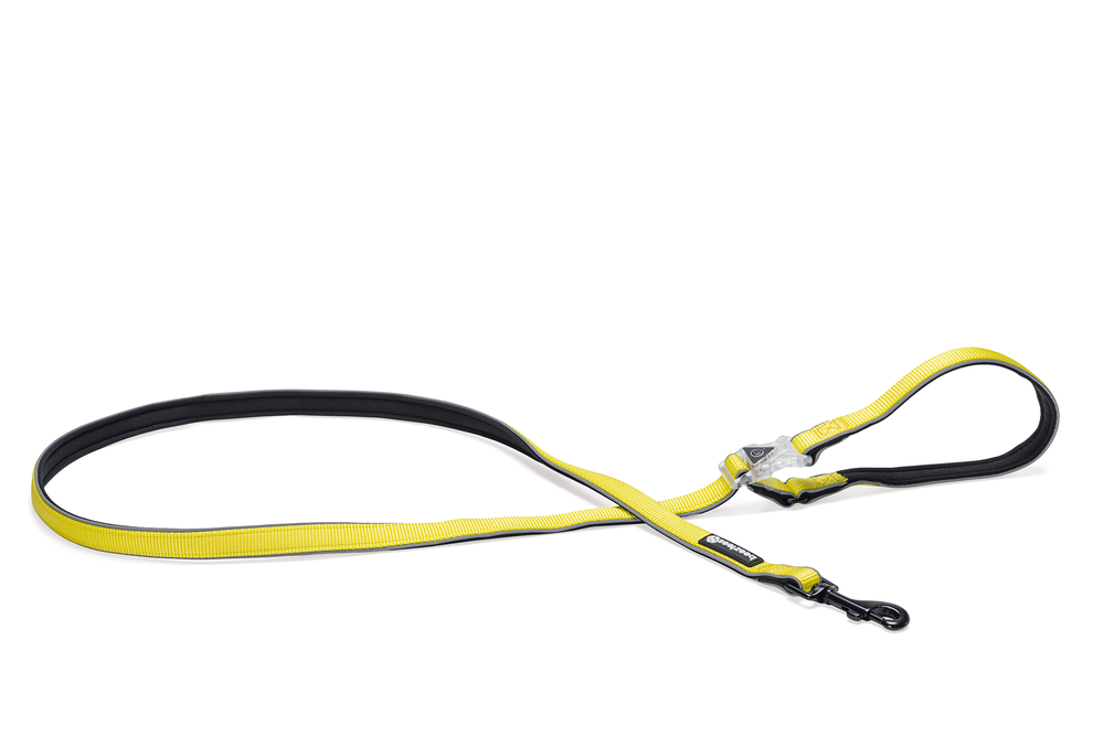 BEEZTEES Safety Gear Parinca Premium - Hondenriem - LED - Nylon - Geel - 150x2x0,4 cm