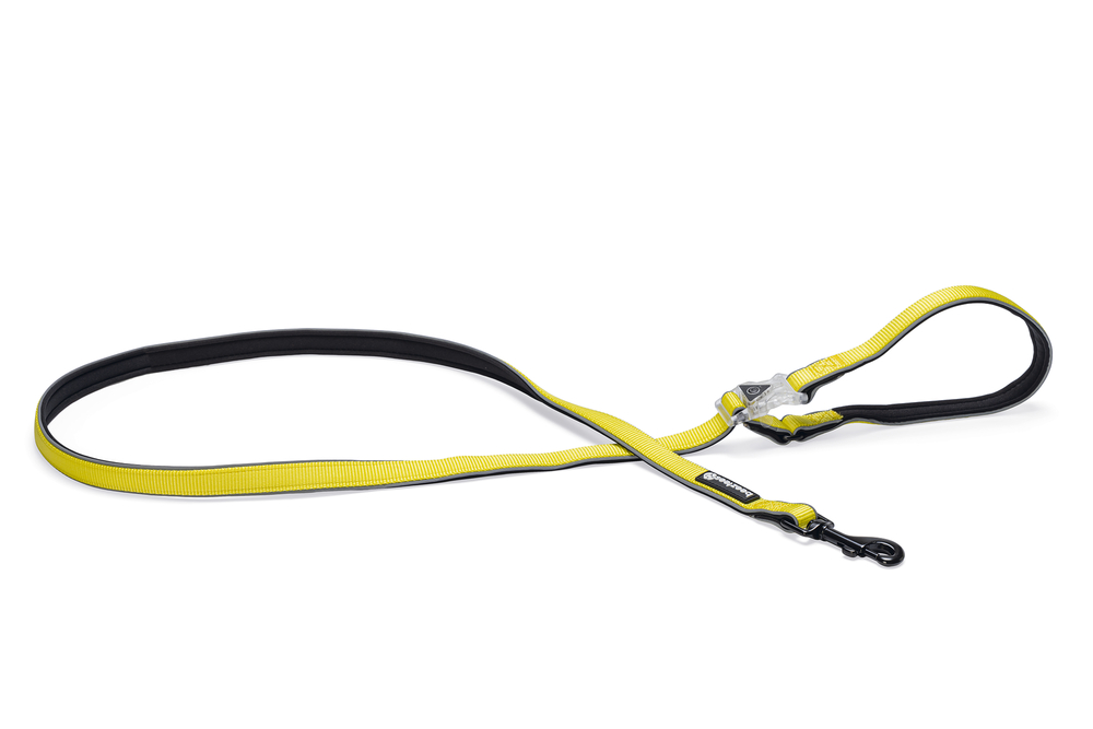 BEEZTEES Safety Gear Parinca Premium - Hondenriem - LED - Nylon - Geel - 150x2,5x0,5 cm