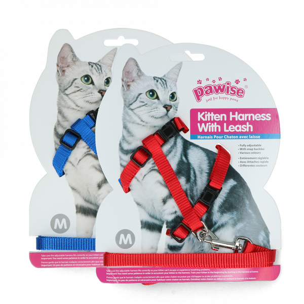 Pawise Kitten Harness Leash-RedBlue