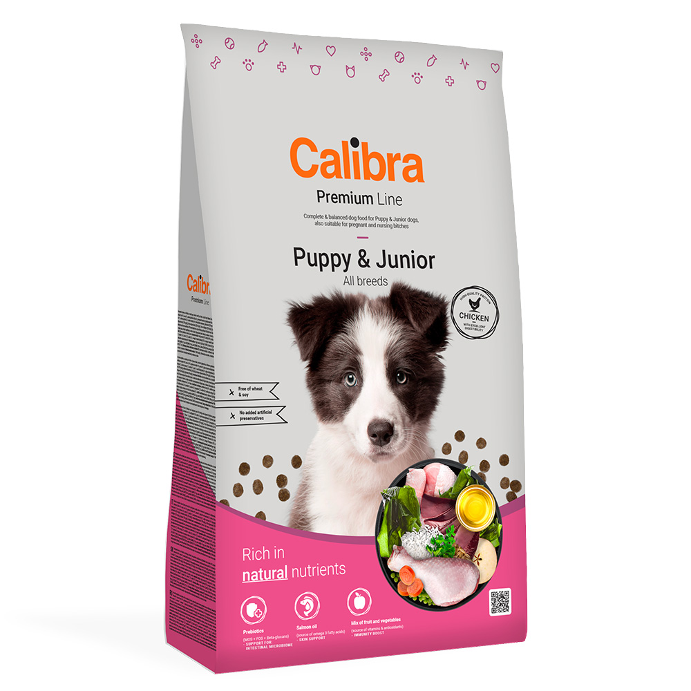 Calibra 12kg  Dog Premium Line Puppy & Junior Kip Hondenvoer Droog