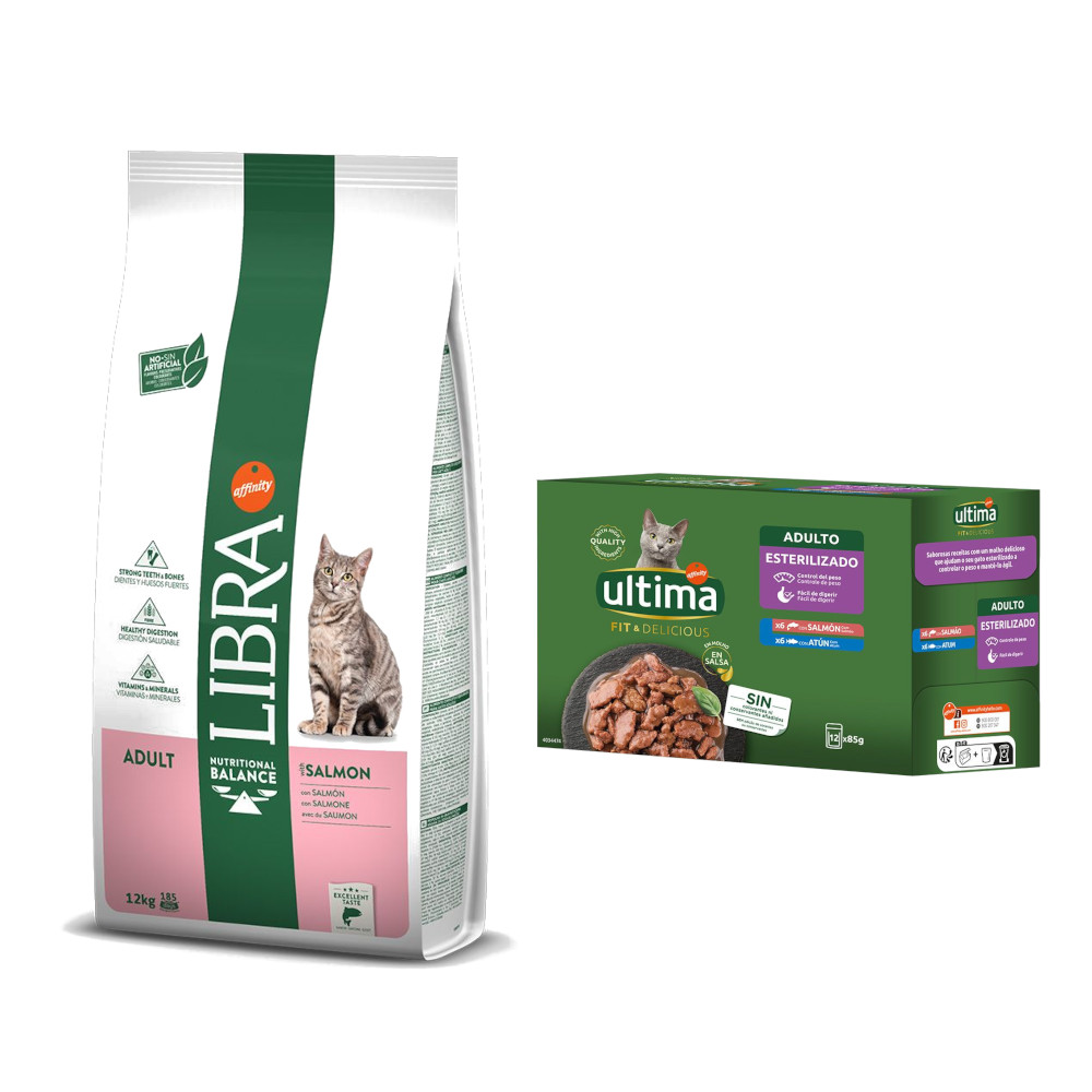 Affinity Libra Libra Cat Dry + Ultima Natvoer gratis Adult met Zalm en Rijst voor Katten