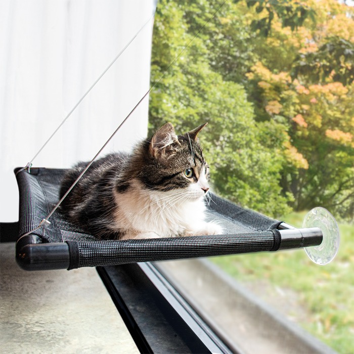 Duvo+ vensterhangmat voor katten zwart 66x40x2,5cm
