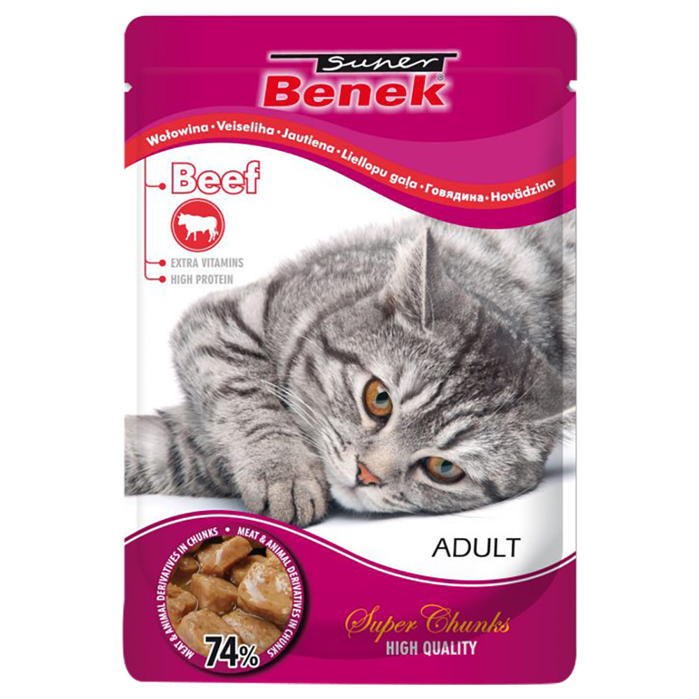 48x 100g Super Benek Super Chunks Rund in Saus Katten Natvoer