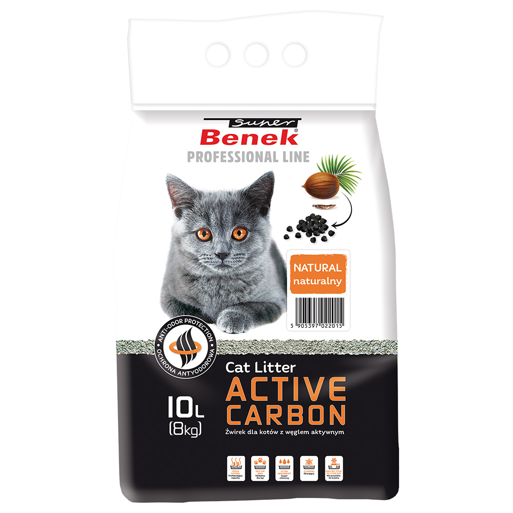 2x 10l Super Benek Active Carbon Kattenbakvulling