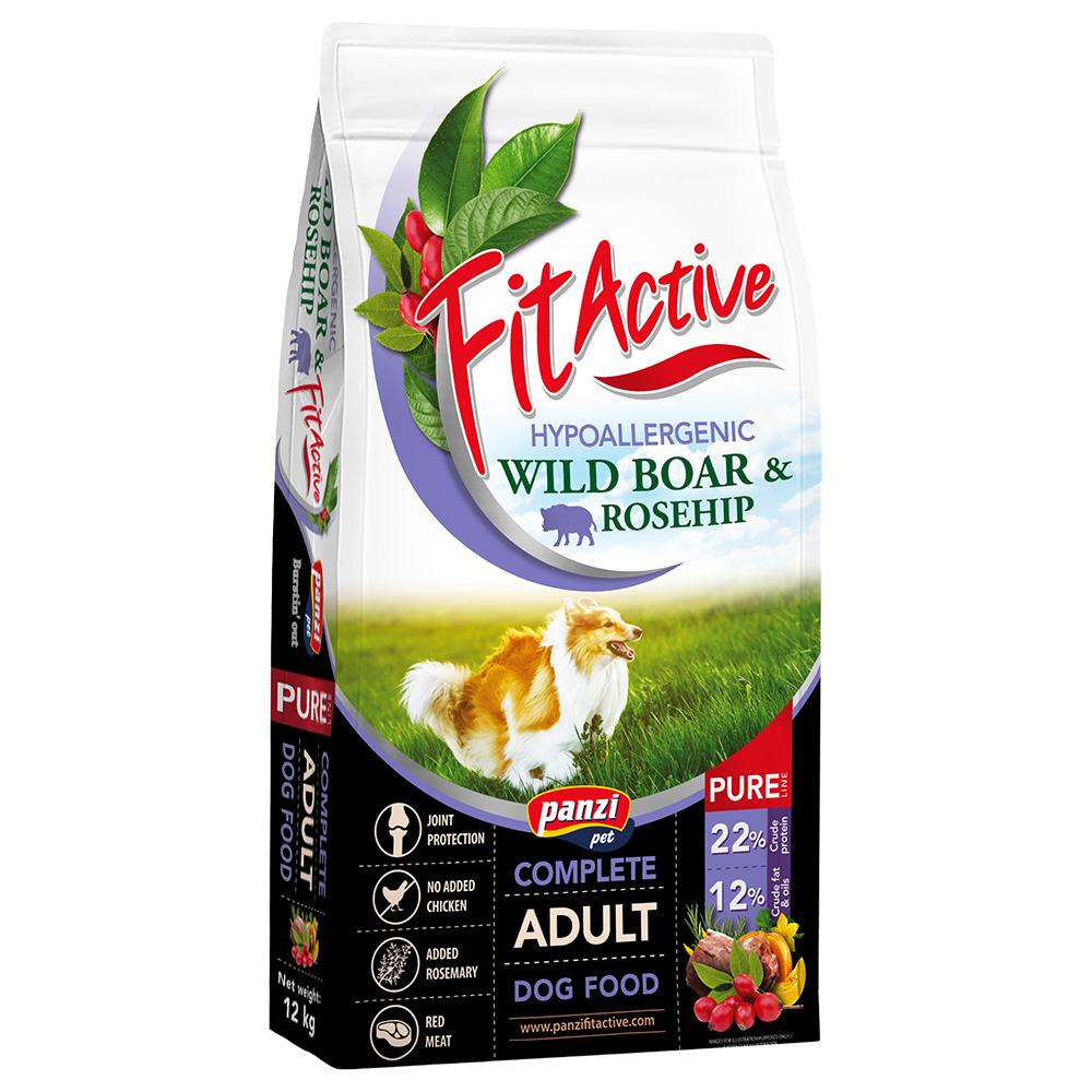FitActive 12 kg  Pure Hypoallergenic everzwijn & rozenbottel hondenvoer droog