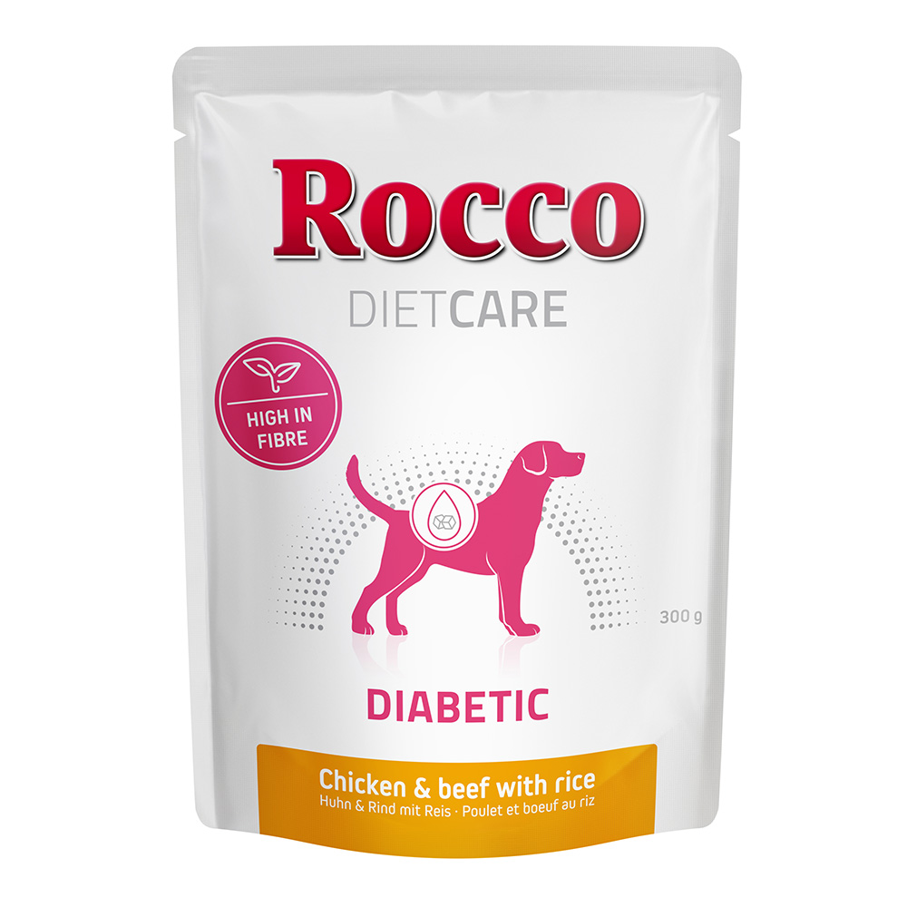 Rocco Diet Care Diabetic Kip & Rund met Rijst 300 g - Zakje Hondenvoer 6 x 300 g