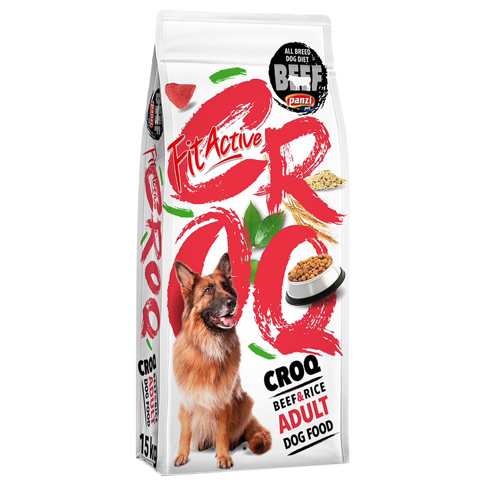 FitActive 15 kg  CROQ Premium Rund & Rijst hondenvoer droog