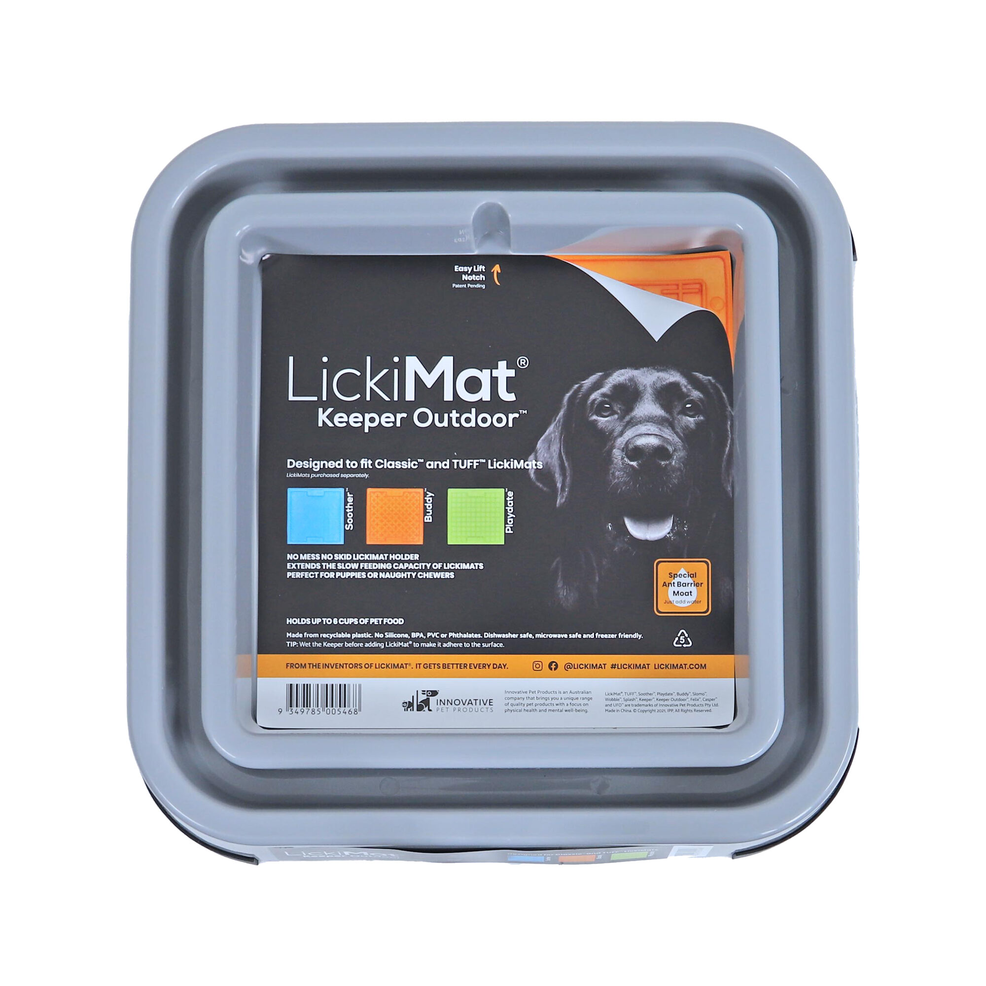 LickiMat Keeper Outdoor – Grau – 31,2 x 31,2 x 5,5 cm