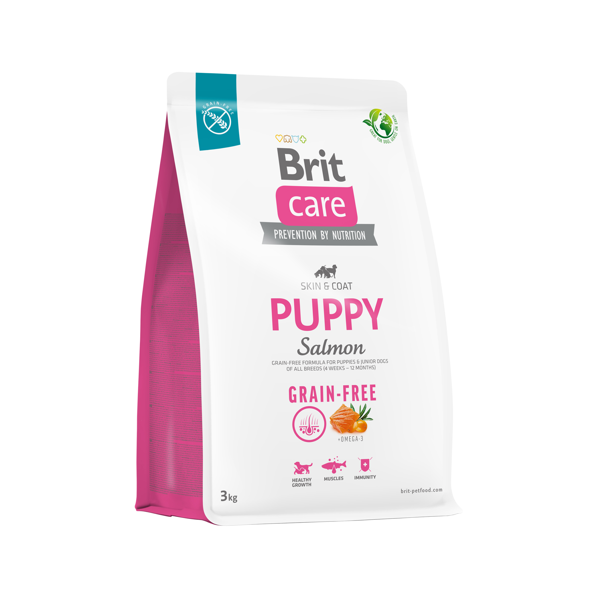 brita Trockenfutter für Welpen und junge Hunde aller Rassen (4 Wochen – 12 Monate). Brit Care Dog Grain-Free Puppy Salmon 3 kg