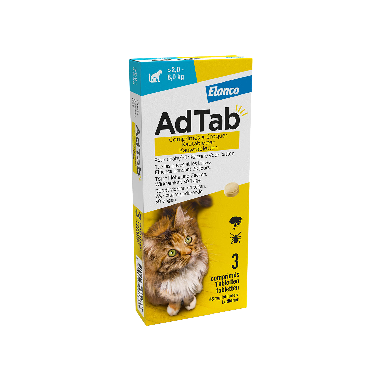 AdTab 48 mg - 2,0-8,0 kg - 2 x 3 tabletten