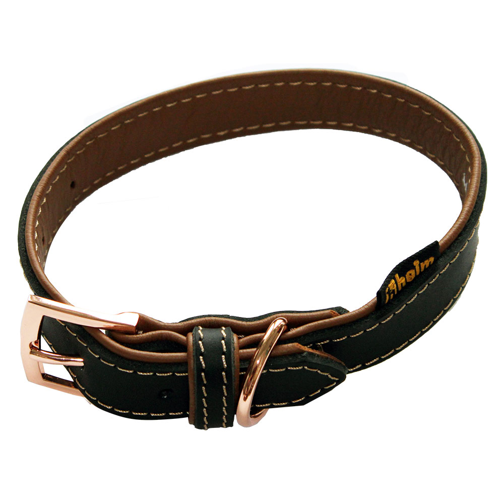 Heim Gevoerde Halsband Rosé, zwart/bruin 45cm, 25mm Hond