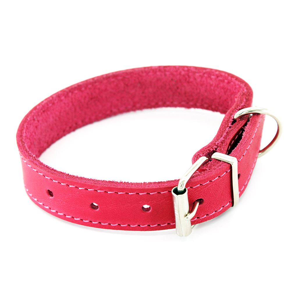 Heim Halsband met sierstiksels, roze 28-35cm, B25mm hond
