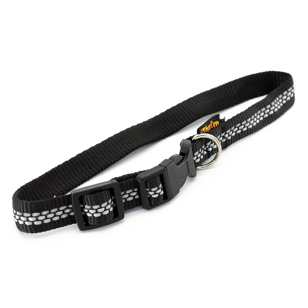 Heim Halsband met reflectoren, zwart - 30 - 50 cm Halsomvang, B 19 mm