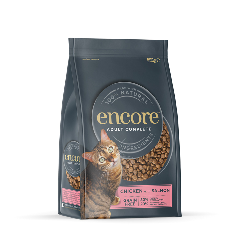 Encore 800g  Cat kip met zalm droogvoer voor katten