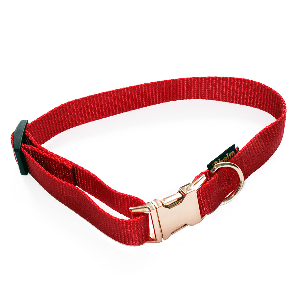 Heim Rode Halsband met rosé goudkleurige sluiting -  35-60 cm Halsomvang, B 25 mm