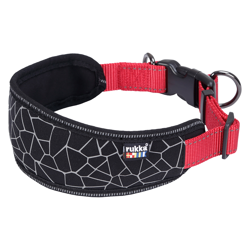 Rukka Pets Rukka Cube Soft halsband, rood/zwart Maat S: 30-40cm nekomvang, B20 mm hond