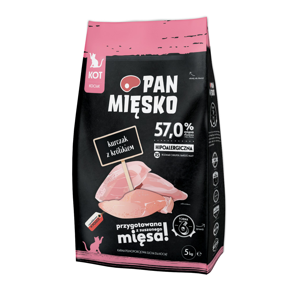 PAN MIĘSKO 5kg Pan Mięsko Kitten Kip met konijn XS droogvoer voor katten