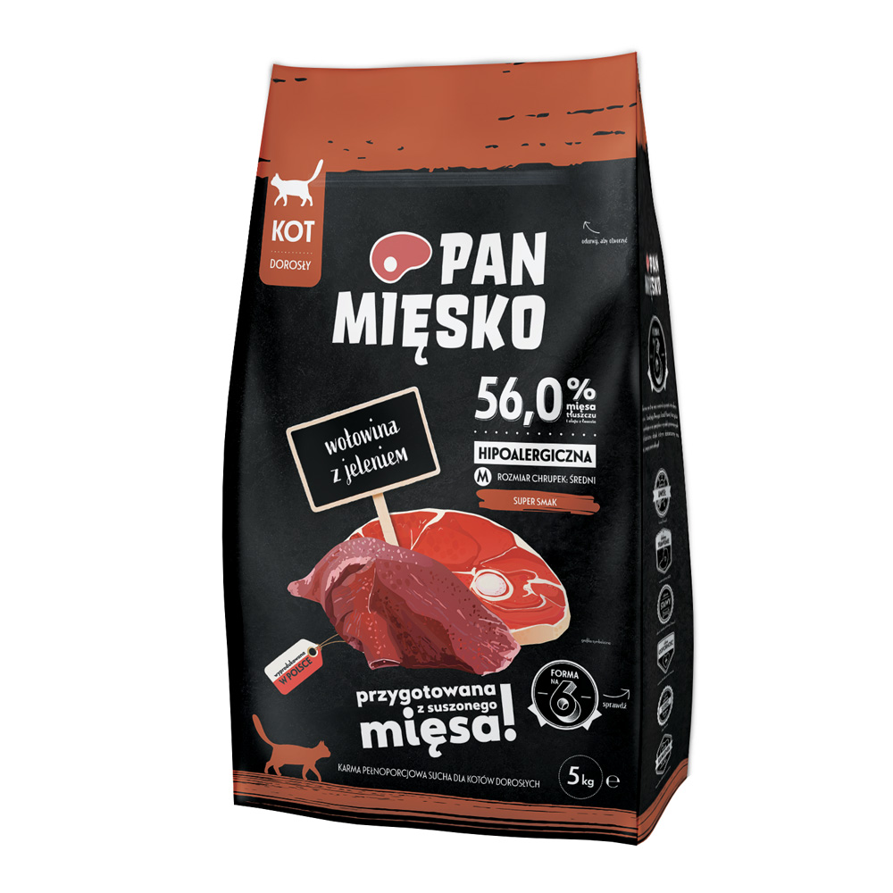 PAN MIĘSKO 5kg Pan Mięsko Kat Rund met Herten medium droogvoer voor katten