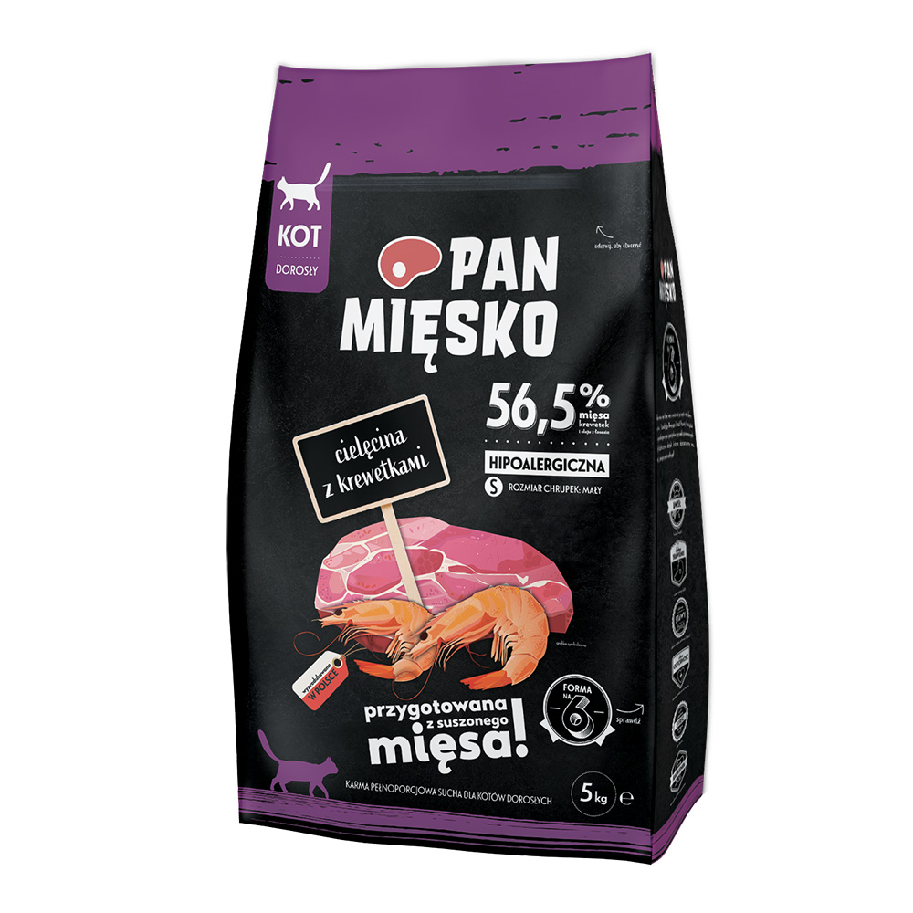 PAN MIĘSKO 5kg Pan Mięsko Kat Kalfsvlees met garnalen Klein droog kattenvoer