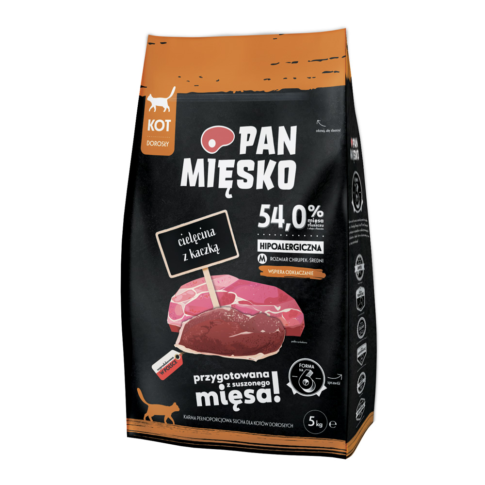 PAN MIĘSKO 5kg Pan Mięsko Kalfsvlees met eend medium droog kattenvoer