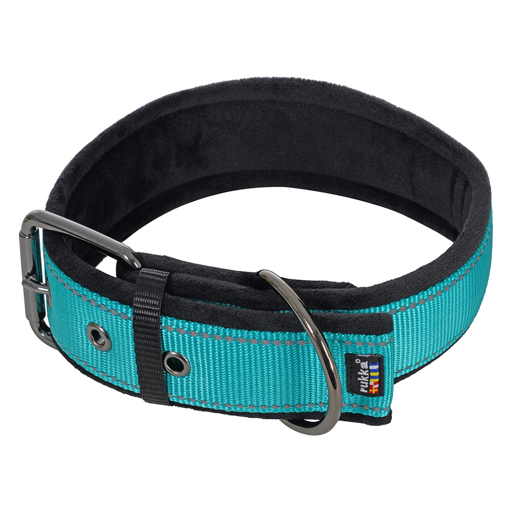 Rukka Pets Rukka Form Soft halsband, turquoise S: 36 - 45 cm halsomvang, 40 mm breed hond