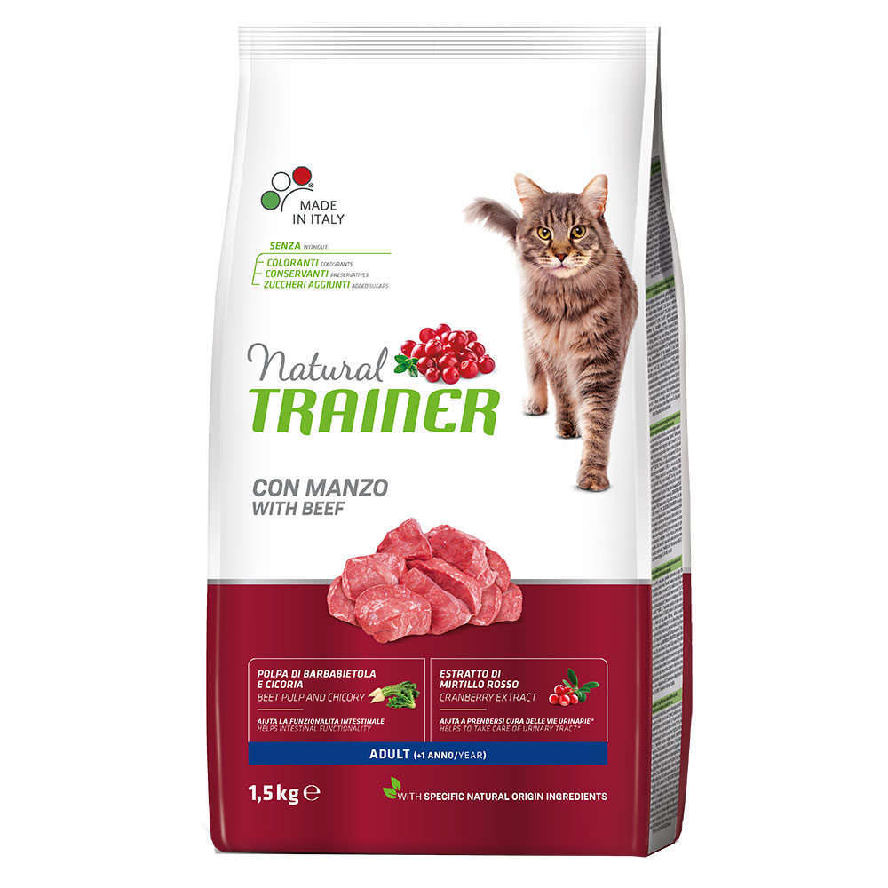 Trainer Natural Cat 9kg met Beef Adult Trainer Naturel droogvoer voor katten