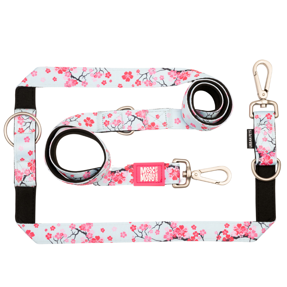 Max & Molly Multifunctionele Riem Cherry Bloom M: 200 cm lang, 20 mm breed hond