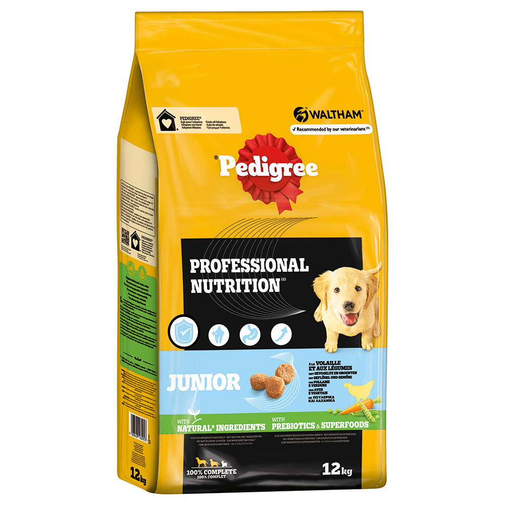 Pedigree 12kg  Professional Nutrition Junior met Gevogelte &  Groente hondenvoer droog