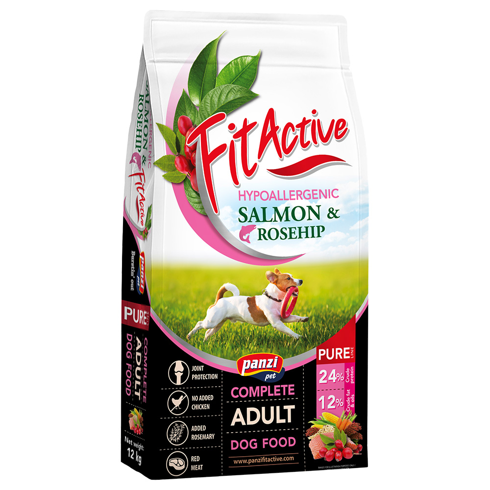 FitActive 12 kg  Pure Hypoallergenic Zalm & Rozenbottel hondenvoer droog